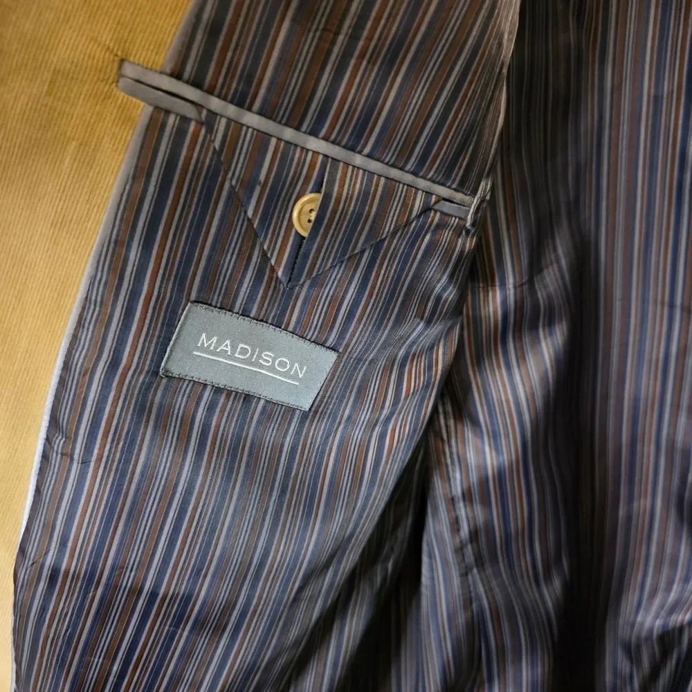 Madison Micro Corduroy Single-Breasted Blazer Sport Coat 46R